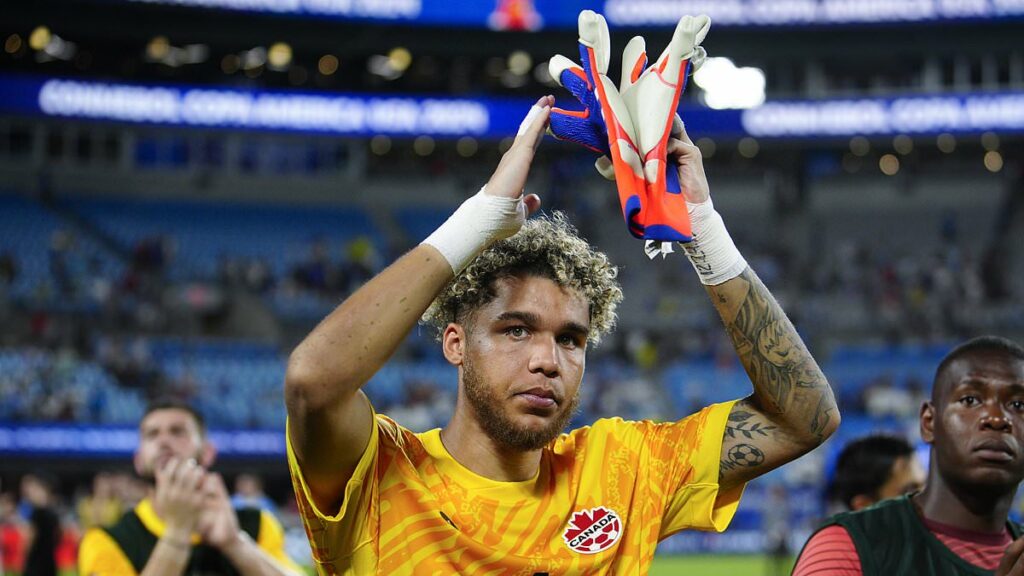 Don't try this on Pickford! Moment Canada goalkeeper is caught HIDING his opposite number's water bottle during penalty shoot-out defeat by Uruguay in Copa America third-place play-off