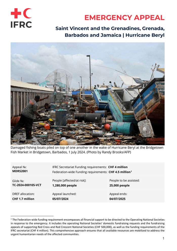 Saint Vincent and the Grenadines, Grenada, Barbados and Jamaica | Hurricane Beryl - Emergency Appeal No. MDRS2001 - Grenada