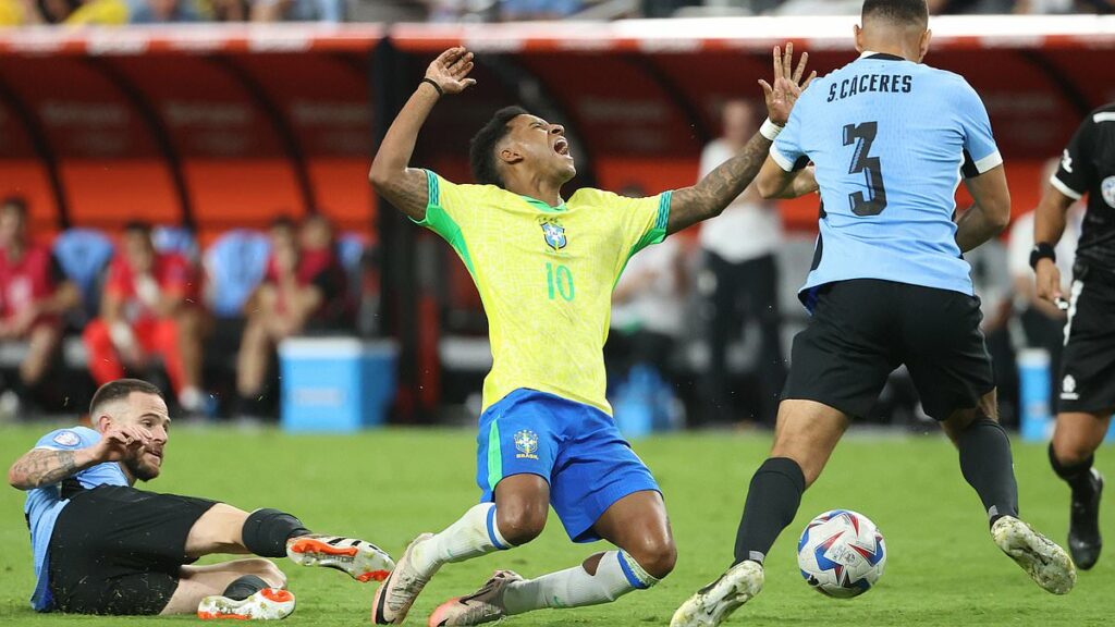 Uruguay beats Brazil on penalties after brutal battle - that saw 41 FOULS and a red card