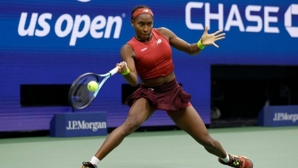 Coco Gauff of the United States returns a shot against Aryna Sabalenka of Belarus during their Women's Singles Final match on Day Thirteen of the 2023 US Open ahead of the 2024 edition of the event