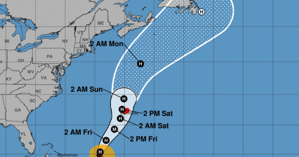 Maps show Hurricane Ernesto's path and forecast as it heads toward Bermuda