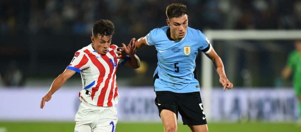 New Manchester United signing Manuel Ugarte puts in combative performance for Uruguay