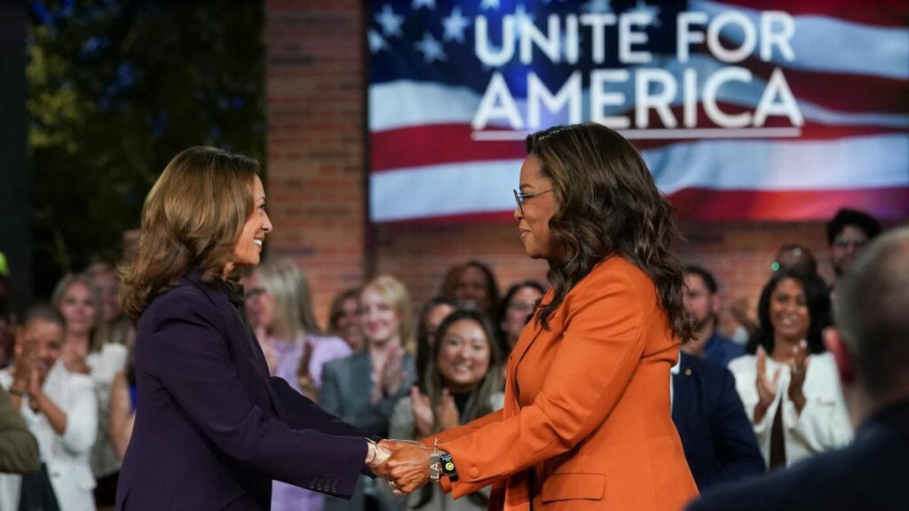 Oprah Winfrey, Chris Rock and other celebs rally for Kamala Harris