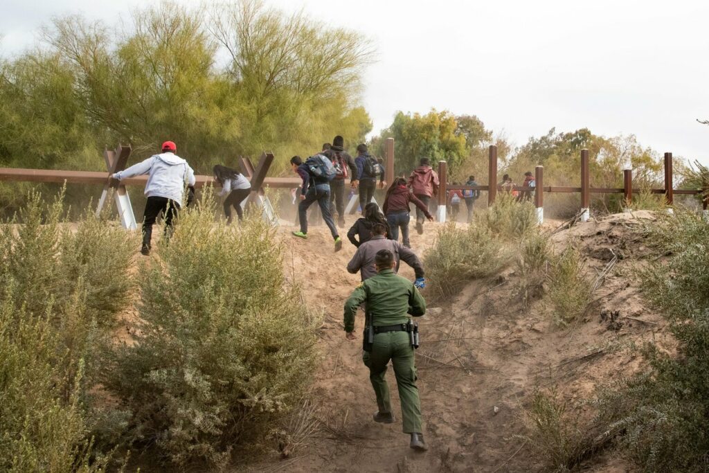 A group of migrants is apprehended by Yuma Sector Border Patrol. (File photo by Jerry Glaser/Customs and Border Patrol)