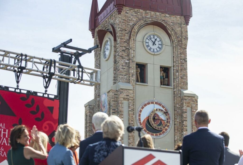 First astronomical clock tower in United States dedicated in Cedar Rapids by Czech, Slovak president