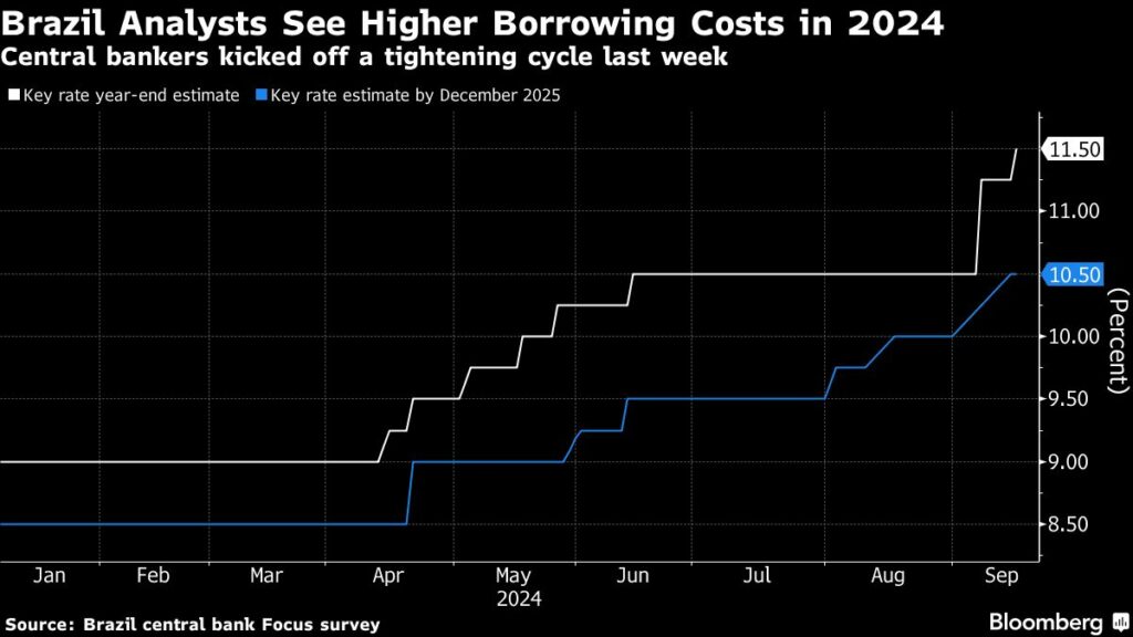 Brazil Analysts See Higher Interest Rates in 2024 After Tightening Starts