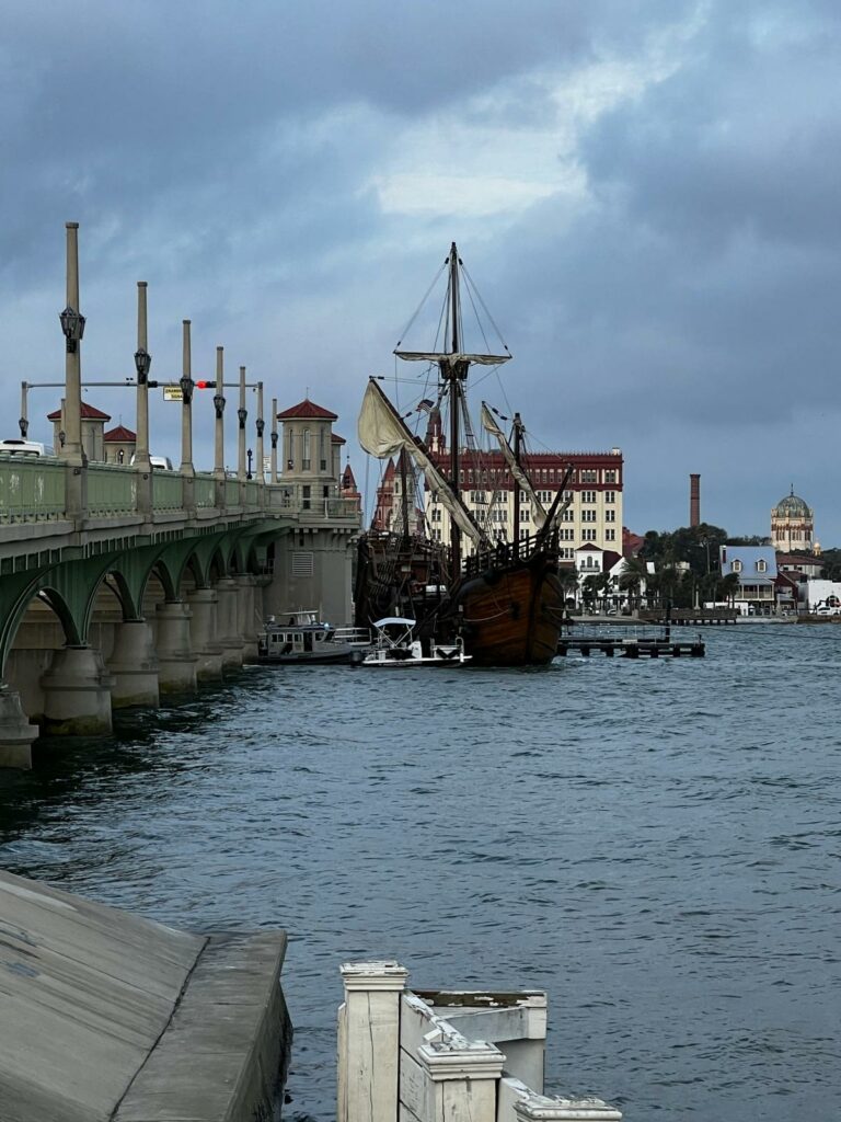 Nao Trinidad drifts into St. Augustine's Bridge of Lions