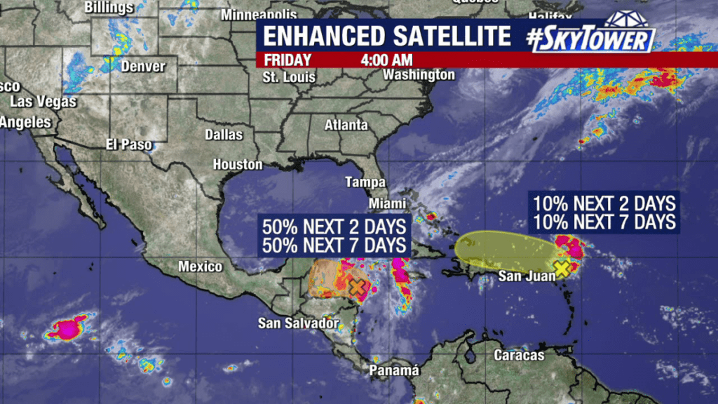 Invest 95L sees increased chance of tropical development, no threat to Florida