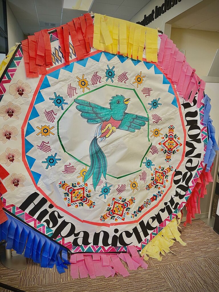 The ‘barrilete’ LSI students created to celebrate Hispanic Heritage Month displayed in the Center for Student Inclusiveness on the third floor of the Student Union.