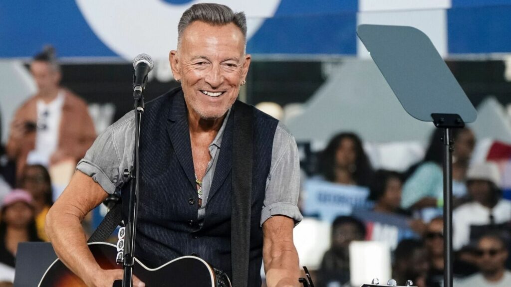 Musician Bruce Springsteen during a campaign event with US Vice President Kamala Harris, not pictured, in Clarkston, Georgia, US, on Thursday, Oct. 24, 2024. Photo Bloomberg