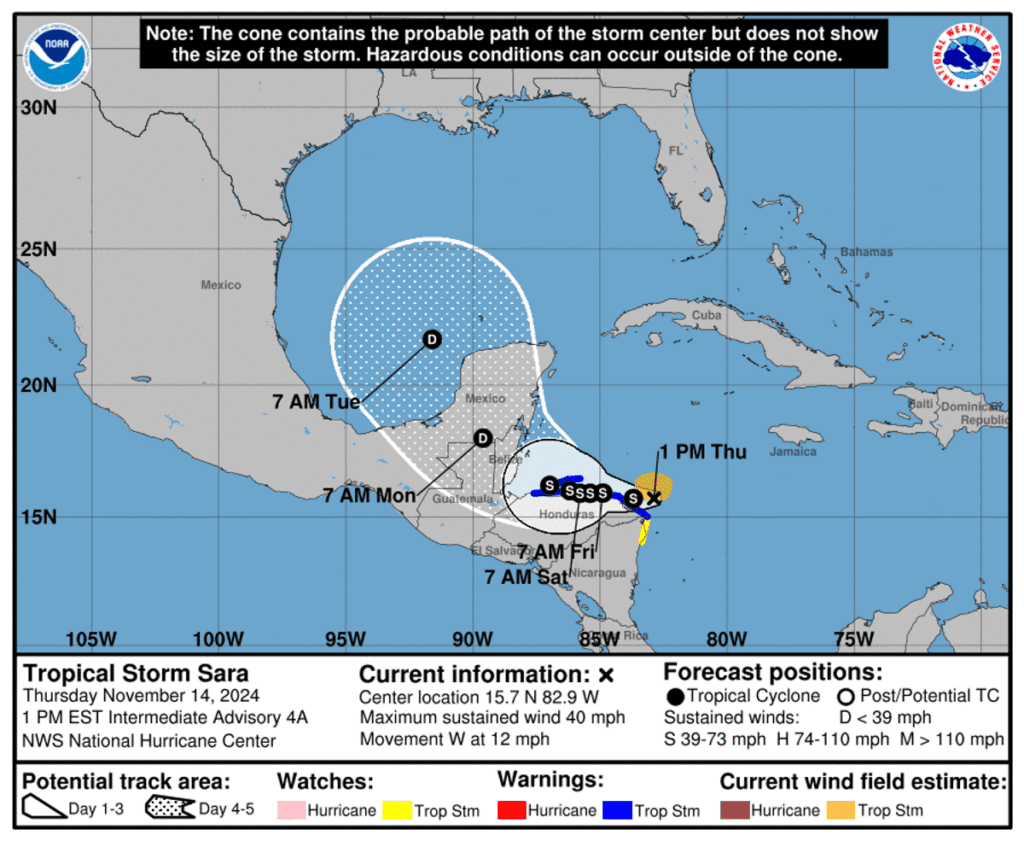 Tropical Storm Sara could cause ‘life-threatening’ devastation as experts warn of US impact