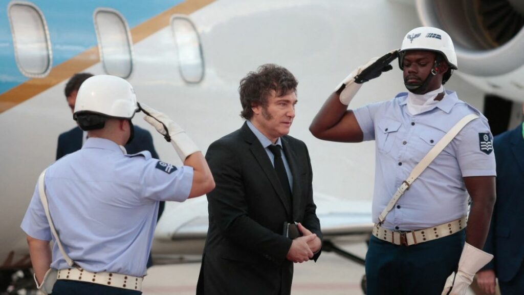 President Javier Milei arrives in Rio de Janeiro ahead of the G20 Leaders Summit.