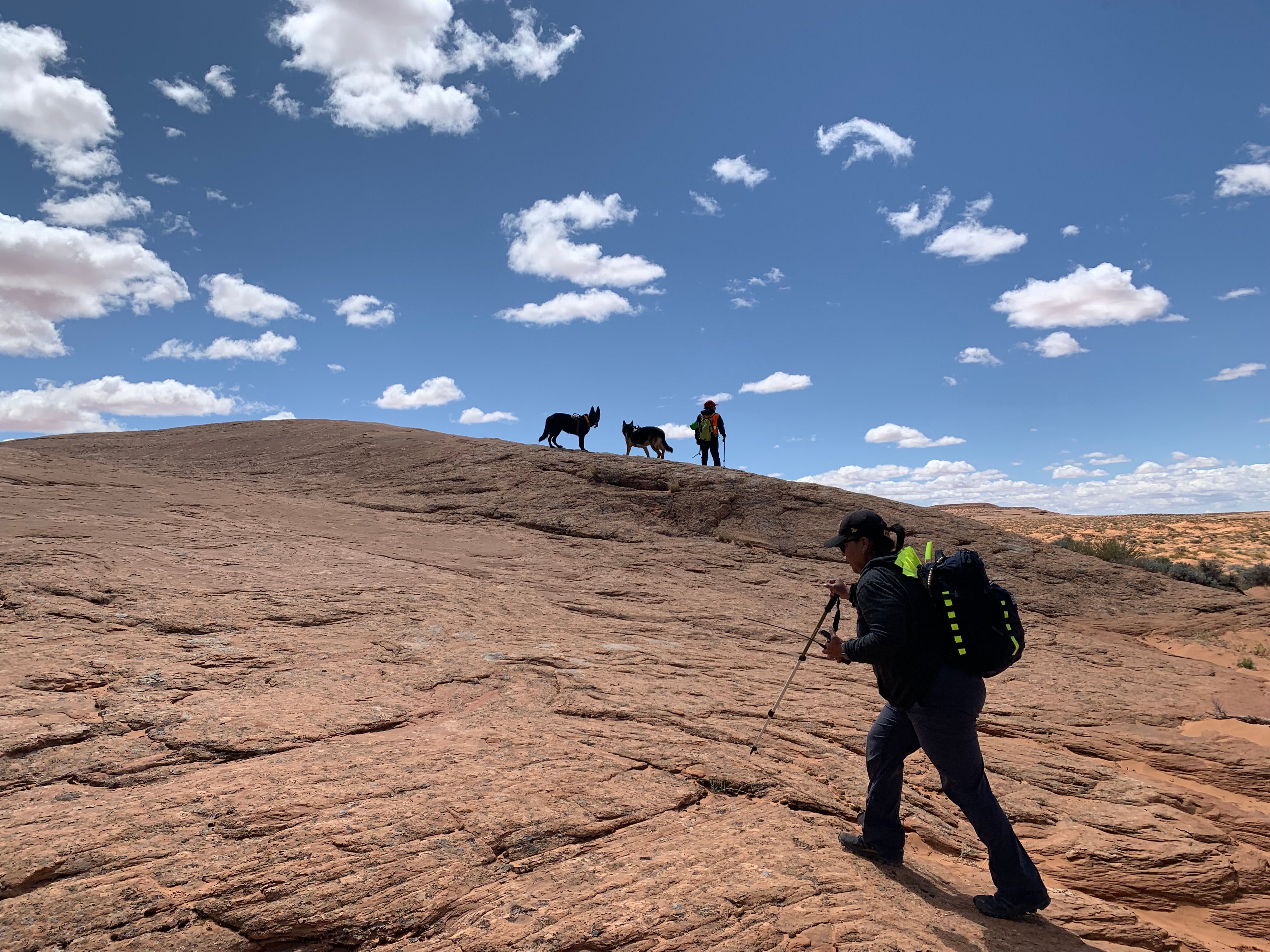 Bernadine Beyale, founder of Four Corners K9 Search and Rescue, is seen during a search for a missing person on the Navajo Nation on April 23rd, 2022.