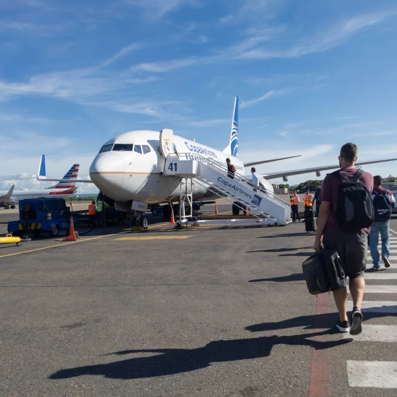 Passengers boarding Copa Airlines flight