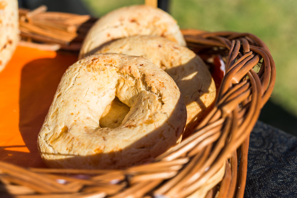Chipa Cheese Bread Outside in a Basket, Asunción, Paraguay