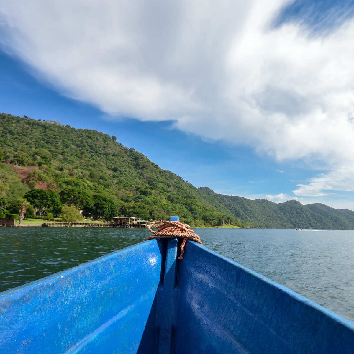 Blue Boat In A Lake In El Salvador, Latin America.jpg
