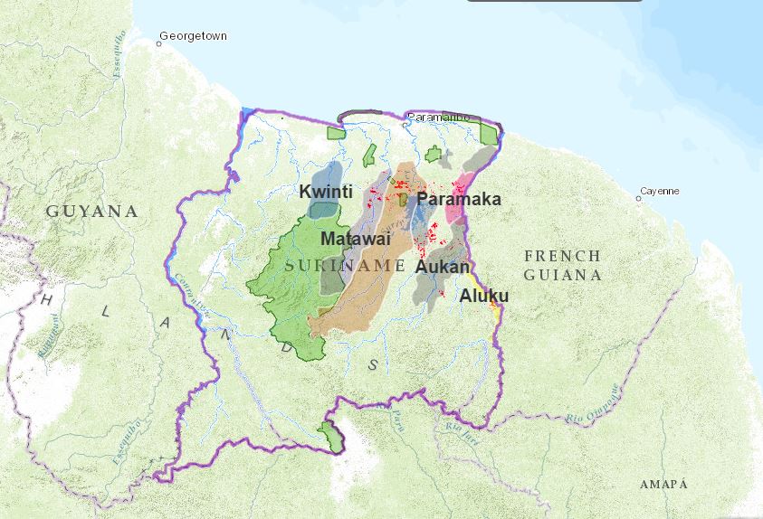 Mining extent in Maroon-occupied areas. Image courtesy of the ACT.
