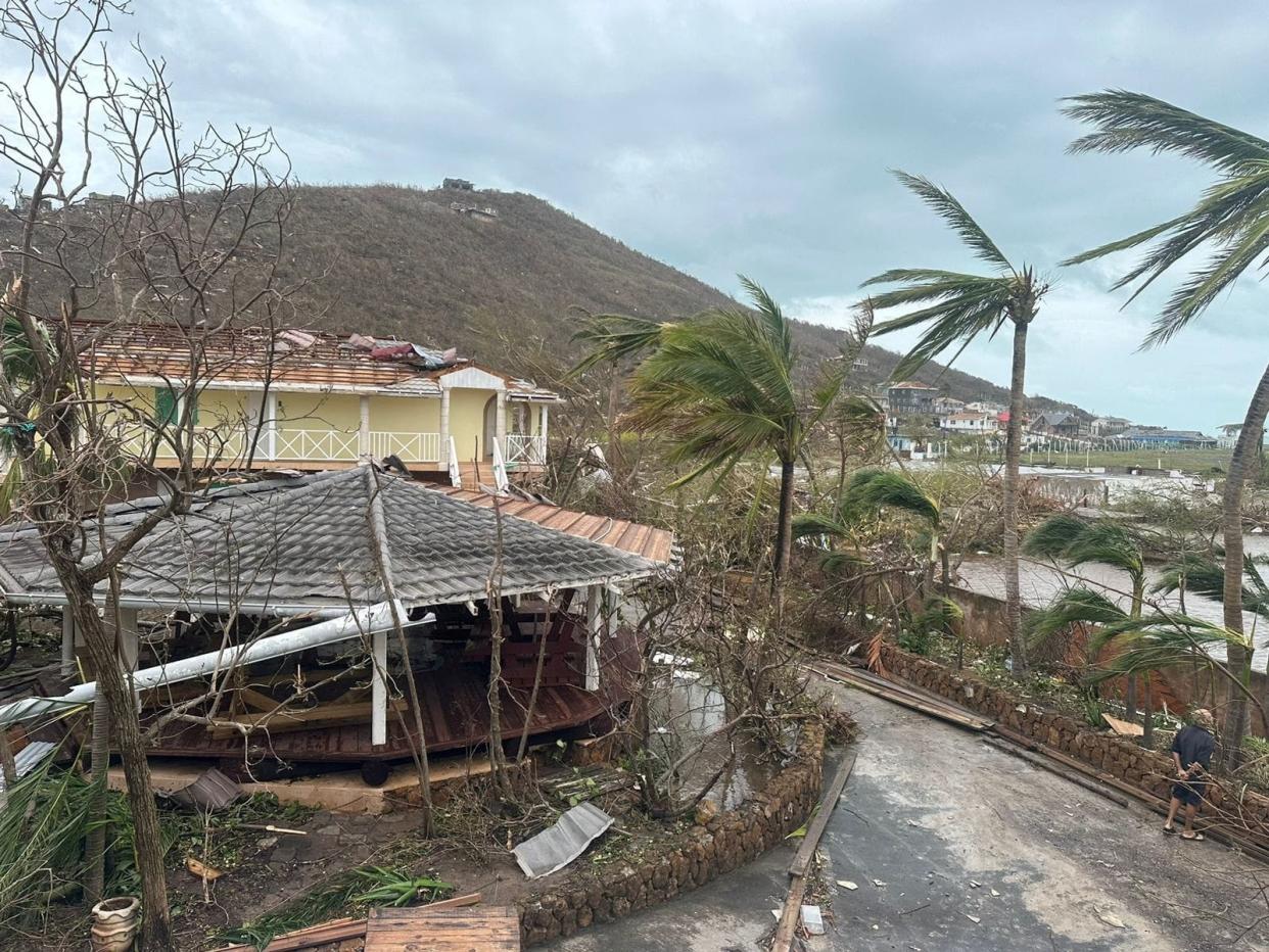 Damaged constructions and trees are pictured after the pass of Hurricane Beryl in Saint Vincent and the Grenadines (RALPH GONSALVES via REUTERS)