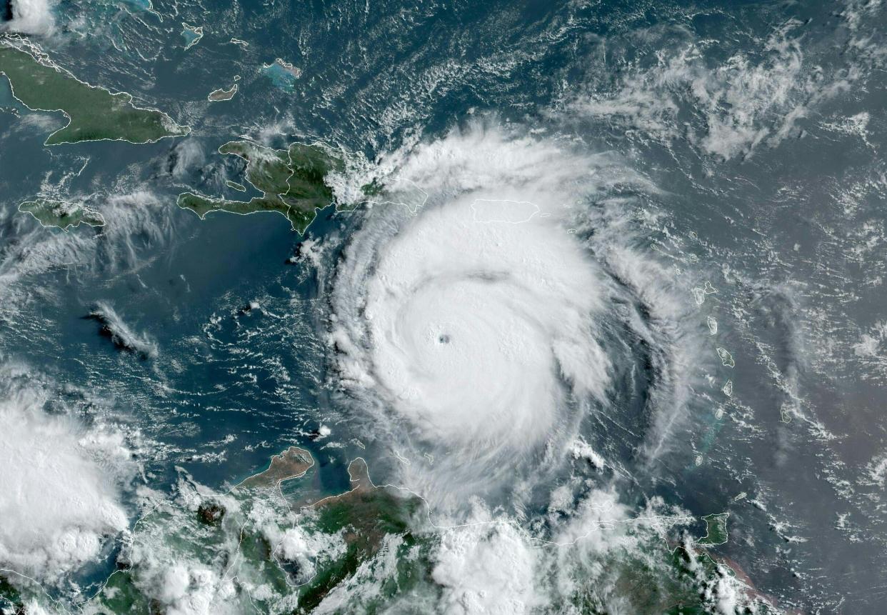 Hurricane Beryl pictured via satellite imagery moving towards Jamaica (NOAA/GOES/AFP via Getty Images)