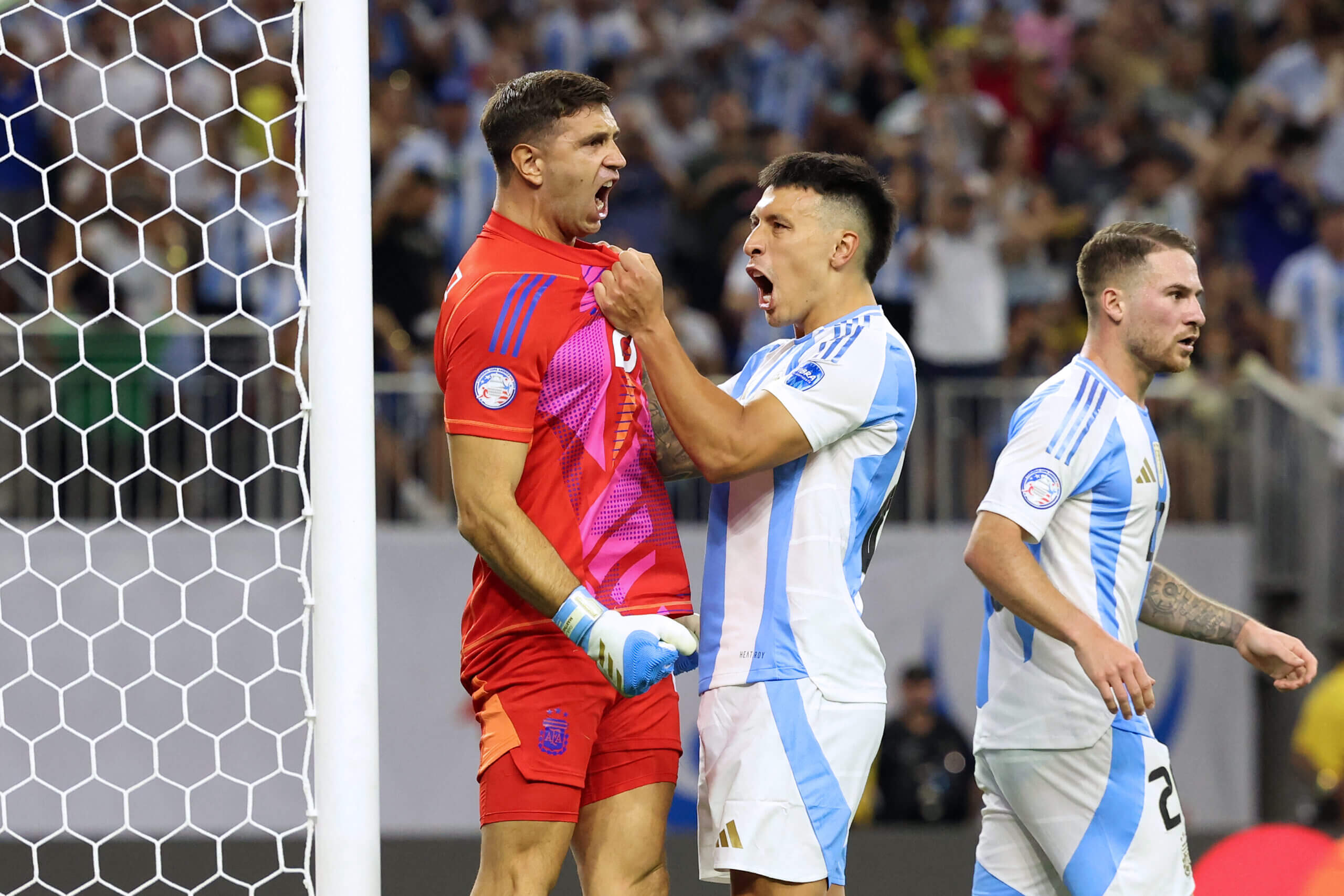 Martinez was once again Argentina's saviour during a shootout (Charly Triballeau/AFP via Getty Images)