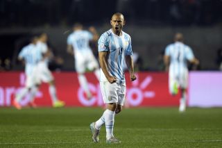 Javier Mascherano celebrates an Argentina goal against Paraguay at the 2015 Copa America.