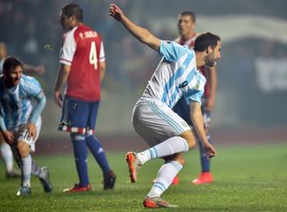 Gonzalo Higuain celebrates after scoring for Argentina against Paraguay in the 2015 Copa America.