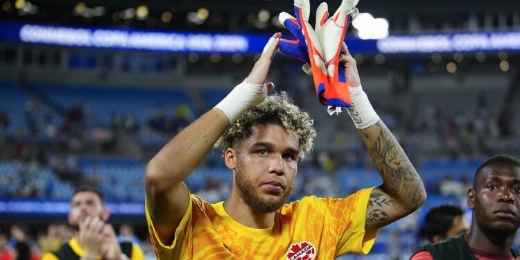 Don't try this on Pickford! Moment Canada goalkeeper is caught HIDING his opposite number's water bottle during penalty shoot-out defeat by Uruguay in Copa America third-place play-off