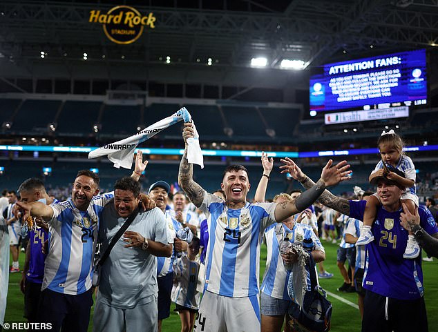 Argentina were celebrating winning a second successive Copa America title on Sunday