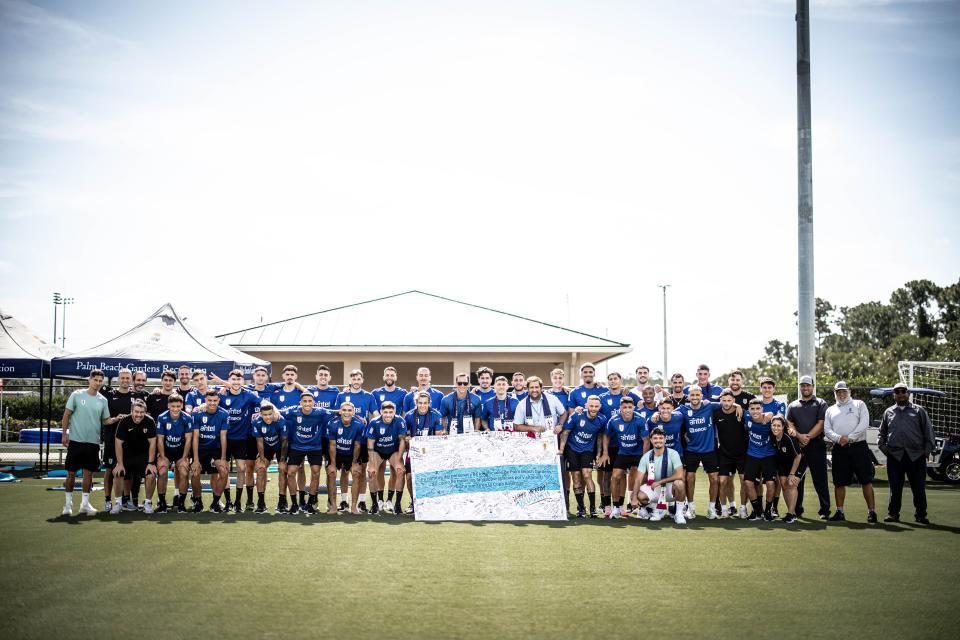 Uruguay national soccer team greets city of Palm Beach Gardens staff after a training session ahead of the Copa America in June 2024.