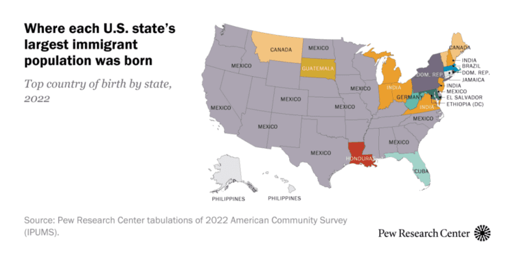 Where immigrants to the US come from, 1850 to today