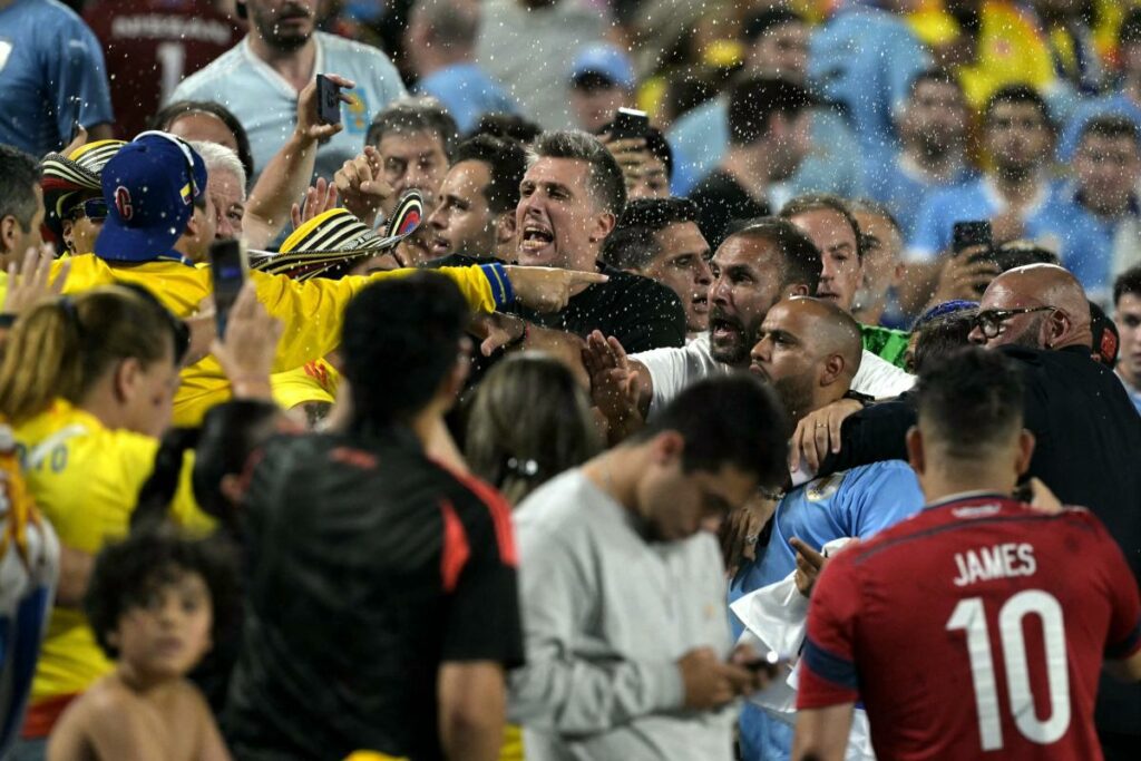 Uruguay players and Colombia fans fight in stands after Copa America semifinal