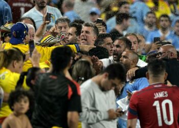 Uruguay players and Colombia fans fight in stands after Copa America semifinal