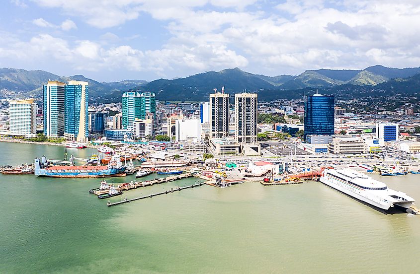 Port of Spain, Trinidad and Tobago: Skyscrapers of the downtown and a busy sea port. Source: Shutterstock/maloff