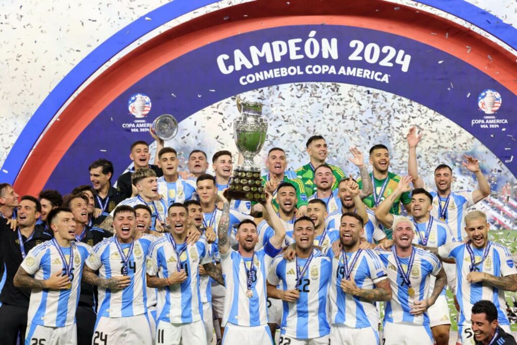 Argentina receive winners medals - The Athletic