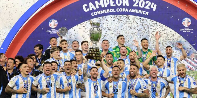 Argentina receive winners medals - The Athletic