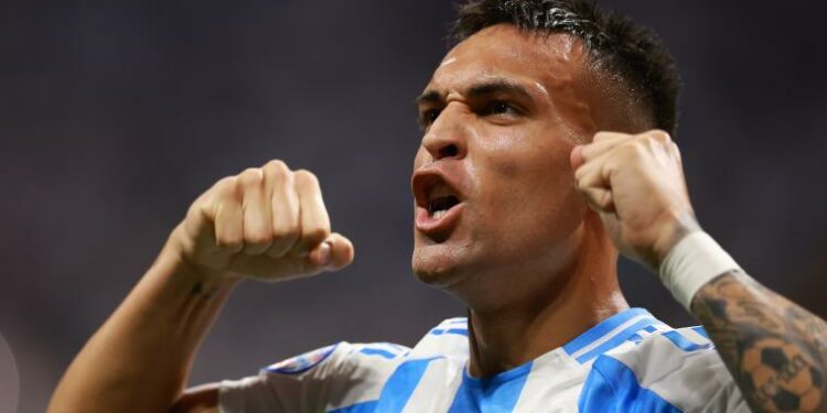 Lautaro Martinez of Argentina at the 2024 Copa America