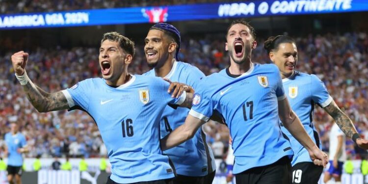 Matias Olivera of Uruguay goal vs USA