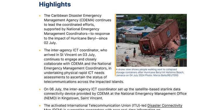 Caribbean – Hurricane Beryl : ETC Situation Report #02 Reporting period: 05/07/2024 to 07/07/2024 - Jamaica