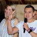 SANTA ELENA, ECUADOR - OCTOBER 15: Newly elected President of Ecuador Daniel Noboa of Acción Nacional Democrática coalition (R) speaks next to his wife Lavinia Valbonesi (L) after winning the presidential runoff at Olon coast on October 15, 2023 in Santa Elena, Ecuador. According to official results, Daniel Noboa of Accion Democratica Nacional has 52,28% of the votes and Luisa Gonzalez of Revolucion Ciudadana has 47,72%, with 91,05 of the voting counted. Noboa will complete the 2021-2025 period after President Guillermo Lasso applied the "cross death" to dissolve parliament a call for early elections. (Photo by Franklin Jacome/Getty Images)