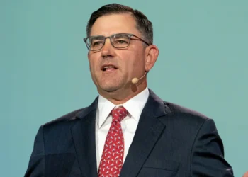 Halliburton chief executive Jeff Miller speaks at the 23rd World Petroleum Congress on Monday, 6 December 2021 at the George R. Brown Convention Center in Houston.