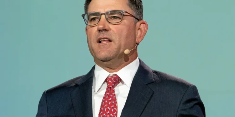 Halliburton chief executive Jeff Miller speaks at the 23rd World Petroleum Congress on Monday, 6 December 2021 at the George R. Brown Convention Center in Houston.