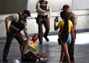 Hundreds of Colombian fans crash gate as absolute CHAOS breaks out before Copa America final against Argentina in Miami