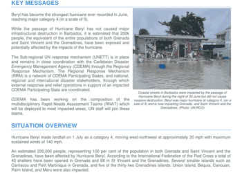 Hurricane Beryl: Grenada, St. Vincent and the Grenadines – Flash Note I (As of 01 July 2024) - Grenada
