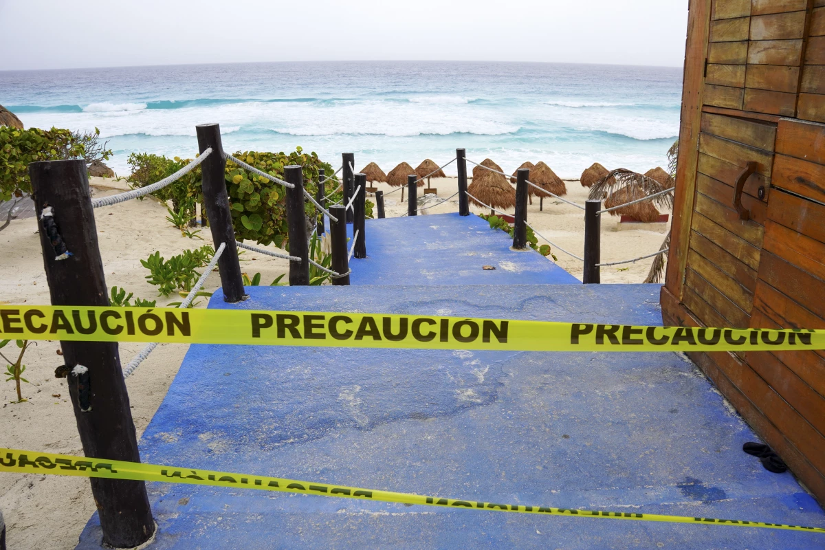 Access to a beach remains closed ahead of Hurricane Beryl's arrival in Cancun, Quintana Roo State, Mexico, on Thursday.