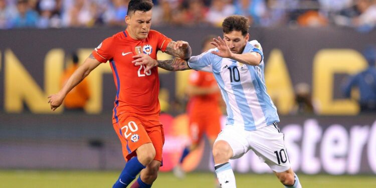Lionel Messi and Argentina vs Chile in Copa America 2024 at MetLife Stadium