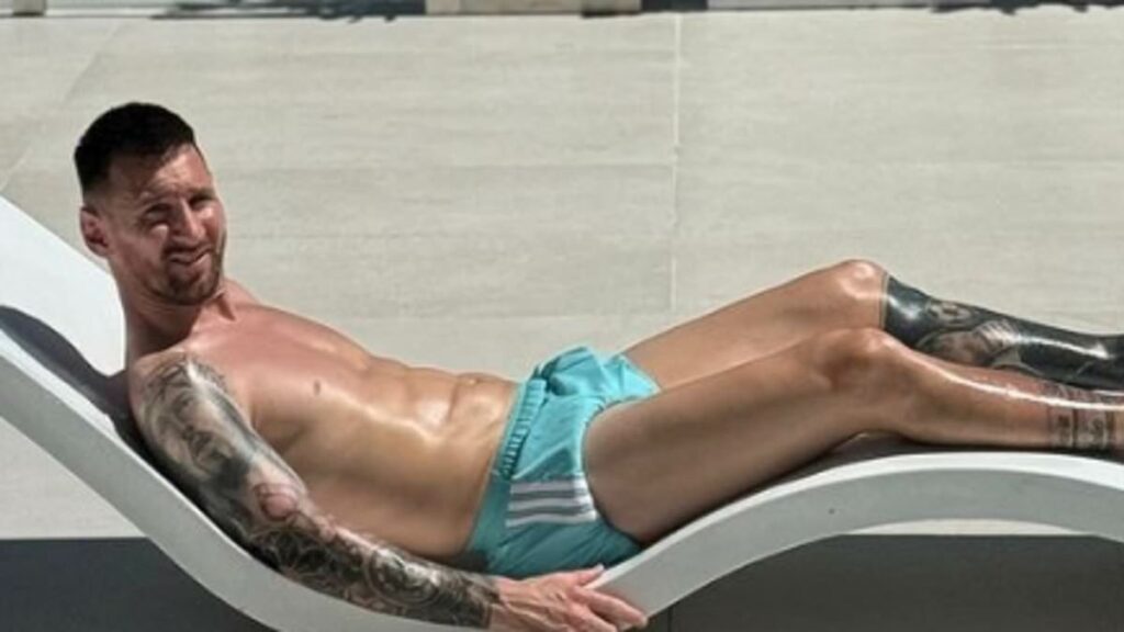 Lionel Messi puts his feet up as Argentina captain relaxes in the sun with wife Antonela after damaging ankle ligaments in Copa America final