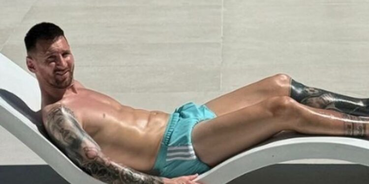 Lionel Messi puts his feet up as Argentina captain relaxes in the sun with wife Antonela after damaging ankle ligaments in Copa America final