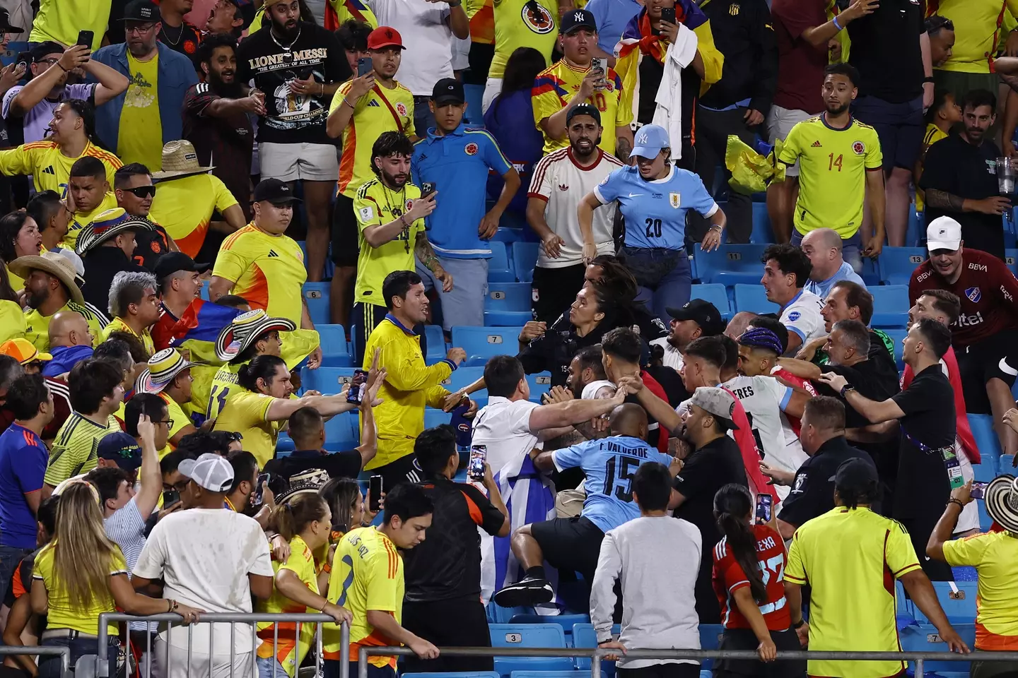 Colombia fans clashed with Uruguay players after the Copa America semi-final. (