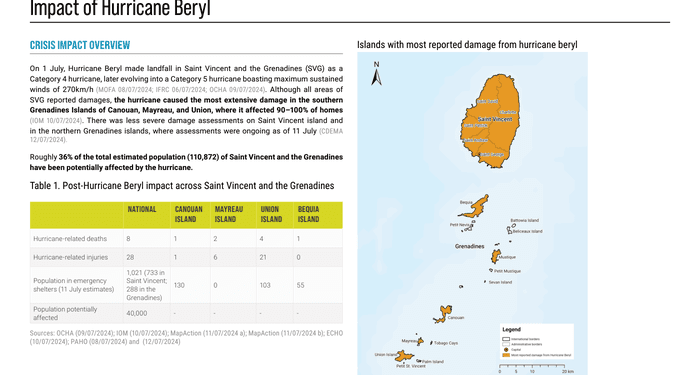 Saint Vincent and the Grenadines - Hurricane Beryl: Humanitarian impact (18 July 2024) - Saint Vincent and the Grenadines