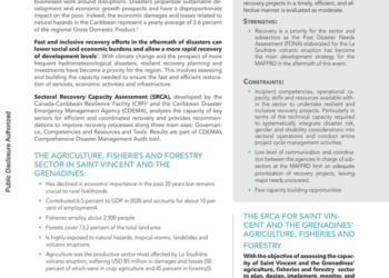 Sectoral recovery capacity assessment for Saint Vincent and the Grenadines’ agriculture sector - Saint Vincent and the Grenadines
